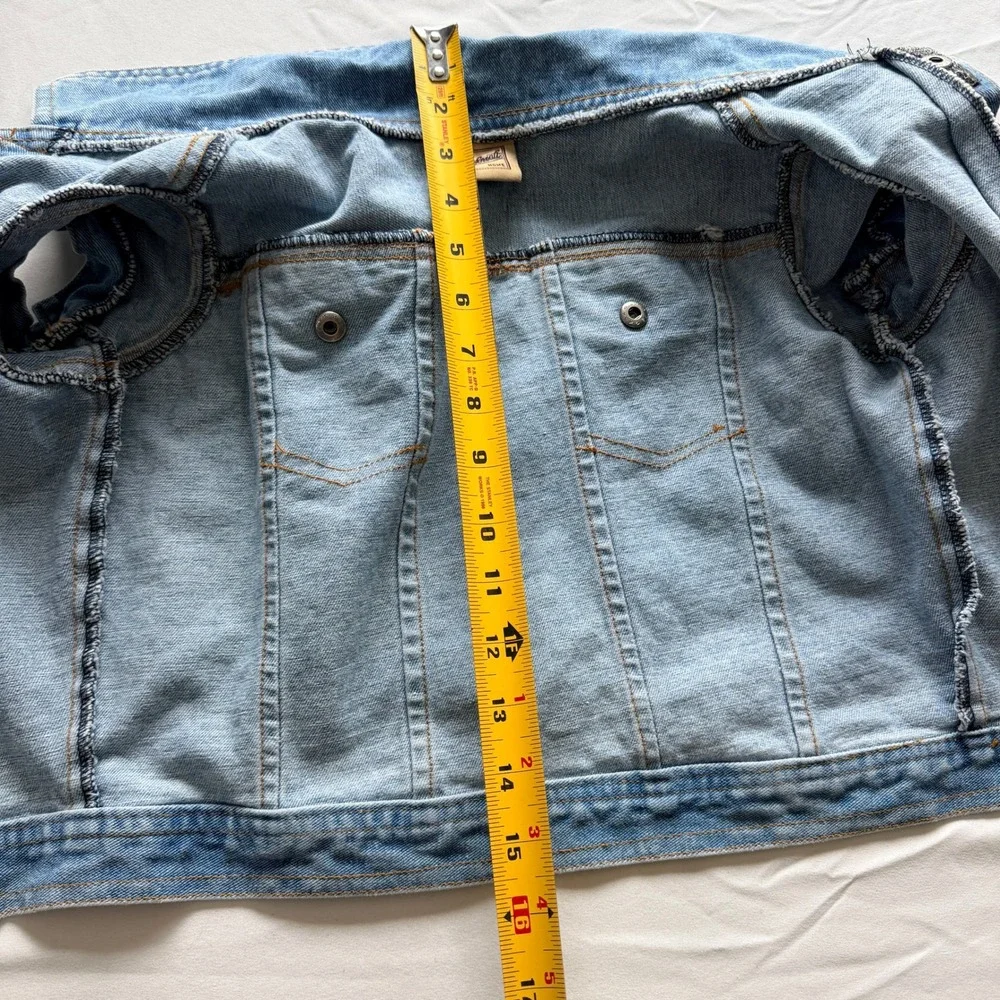 Woolrich Home Denim Pet Jacket Blue Dog Trucker Vest Paw Buttons Medium